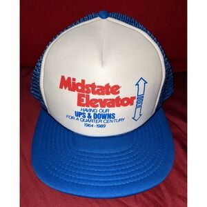 Midstate Elevator Having Our Ups And Downs 1989 Blue Mesh Snapback Hat Cap RARE